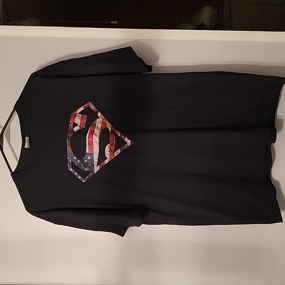Mens Graphic Tee ss American Flag Superman Emblem Symbol Logo size XL 100 cotton - Picture 2 of 4